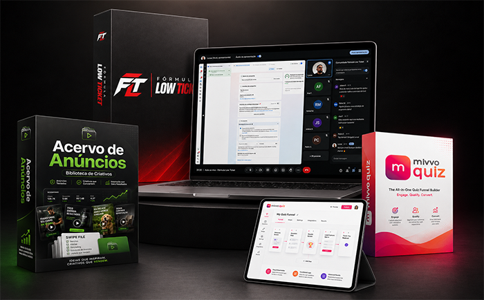 Composição dos produtos inclusos: treinamento Fórmula Low Ticket, aceleradores e bônus